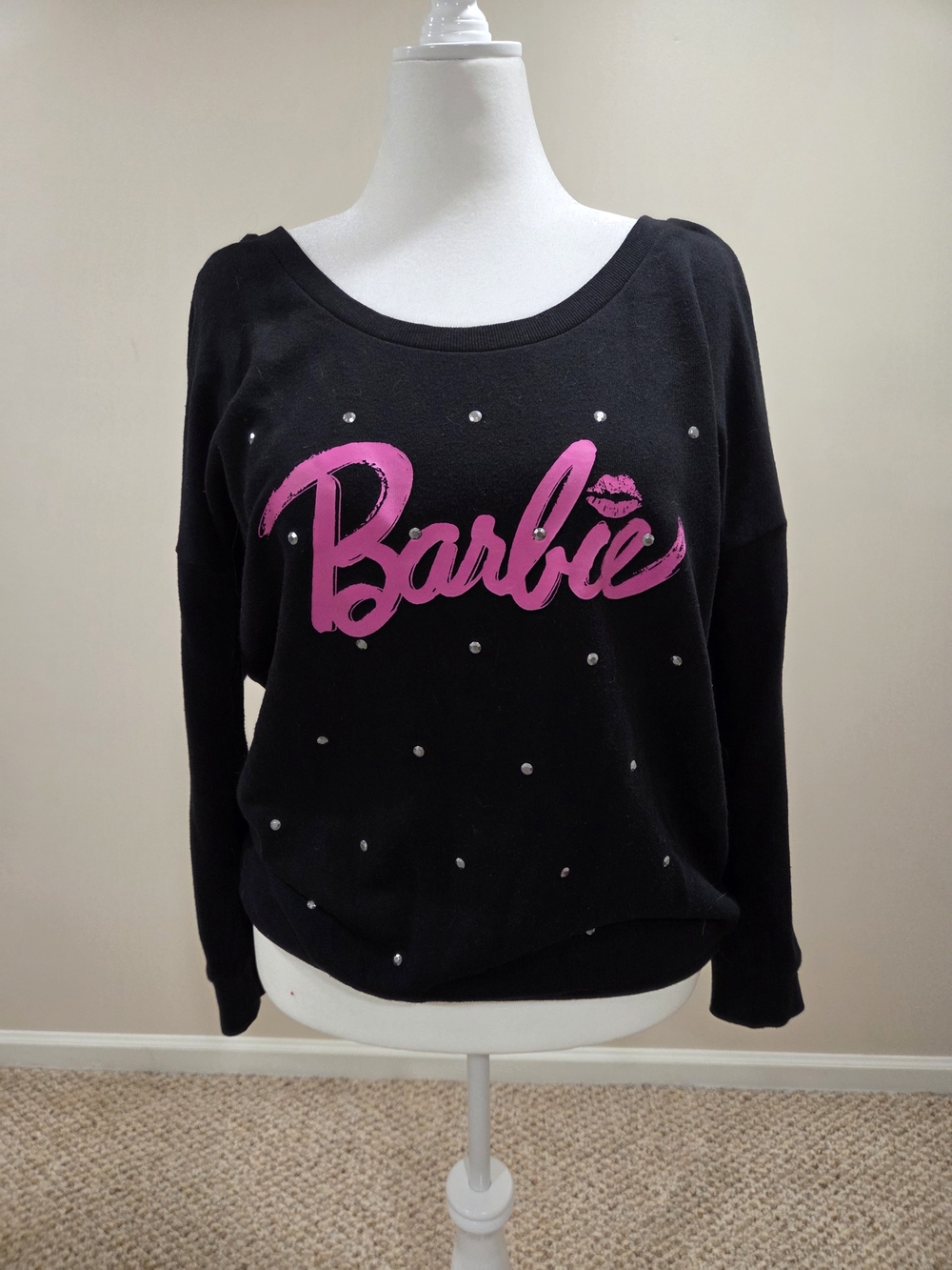 Barbie Black Sweatshirt with Pink Logo Torrid